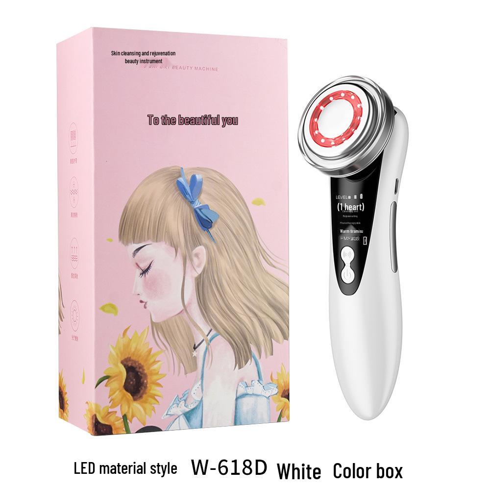 Ultrasonic Electronic Facial Beauty Device with Red & Blue Light Therapy