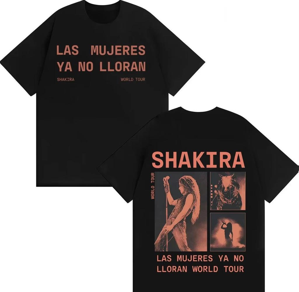 Rapper Shakira Trendy Double Sided Print Tees Fashion Crewneck T-shirt Hipster Unisex Gothic Casual Y2K Cozy Short Sleeve Tshrit