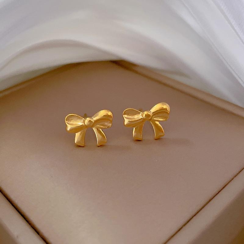 Old Bow Minimalist Stud Earrings Cold Men'S And Women'S Earrings Personality Temperament Banquet Earrings
