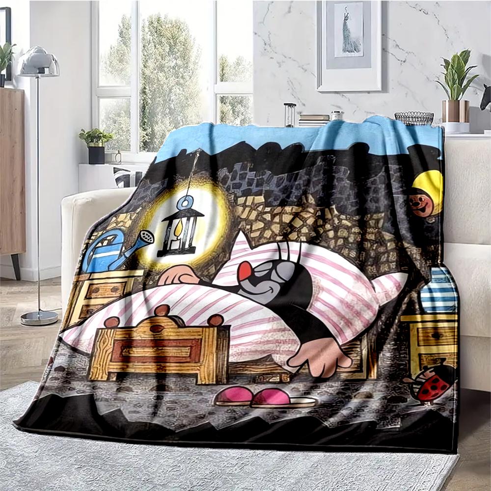 Krtek Theme Printed Blanket - Perfect for Couch, Bed, Travel & Outdoor Use | Machine Washable, Cozy & Durable.