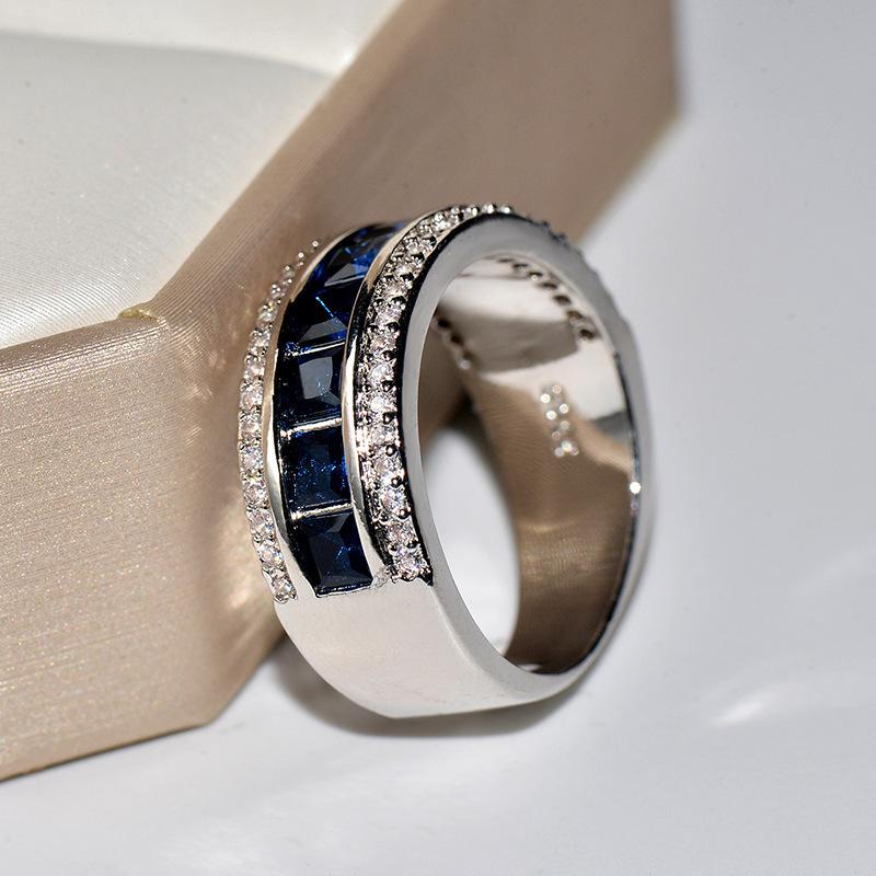 Zircon Rings with Hot Jewelry Inlaid Diamond Rings Creative Color Retaining Electroplated Gem Hand Jewelry