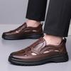 Fashion New Designer Hallow Big Size Leather Shoes for Men Summer Fashion Casual Sandals Male Solid Color Breathable Loafers Man