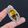 925 Sterling Silver Tiger Eye Stone Engagement Bezel Handcrafted Pendant Jewelry