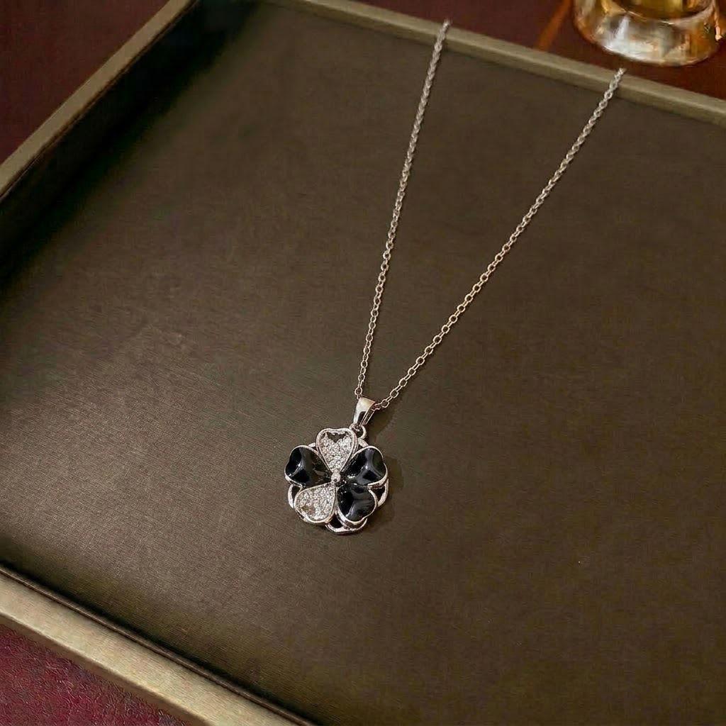 Women's European & American Style Windmill Pendant Necklace Set - Titanium Steel Floral Design