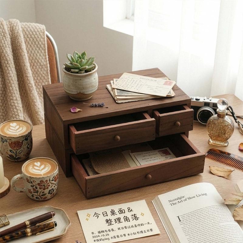 Holz Schreibtisch-Organizer Mit Mehreren Fächern Für Büros Heimdekoration Aufbewahrungsbox Für Schreibwaren Kosmetik