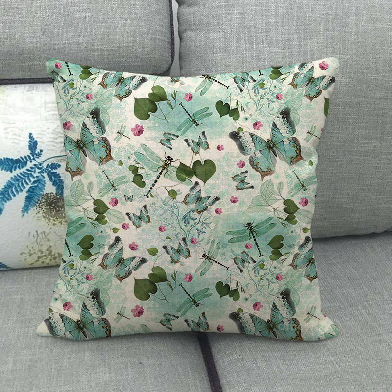 Colorful Butterfly Cartoon Insect Animal Digital Printing Short Plush Pillow Covers For Car Sofa Office Cushion Cover Home Goods
