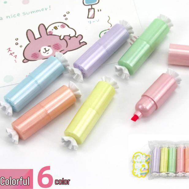 

Милий набір міні-хайлайтерів у мультяшному стилі - 6 кольорових маркерів