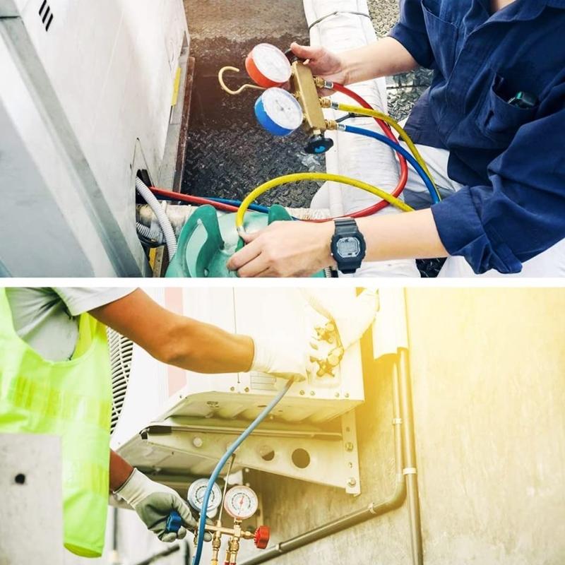 Messing-Adapter R410A Adapter 2 Gerade Adapter mit 2 Winkeladaptern 5/16 Zoll SAE-Innengewinde auf 1/4 Zoll SAE-Außengewinde