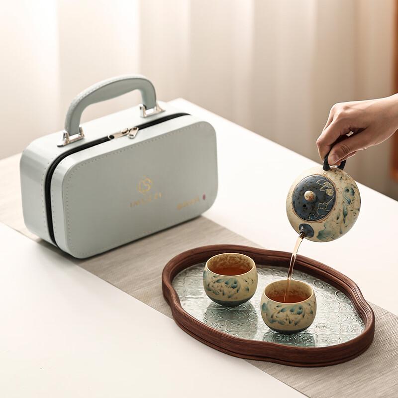 Imuzzi Impression of Mountains and Rivers 3-Piece Ceramic Travel Tea Set