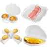 4Pcs Microwave Cooking Set Heat Resistant Microwave Bacon Baking Plate Egg Steamer Fried Egg Box Potato Rack Kitchen Gadgets