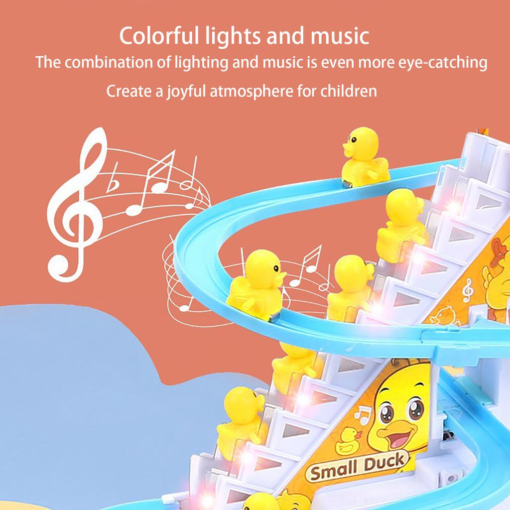 Children'S Yellow Duck Automatic Climbing Stairs Puzzle Electric Track Toys Fun Gifts Creative Christmas And Easter Gifts