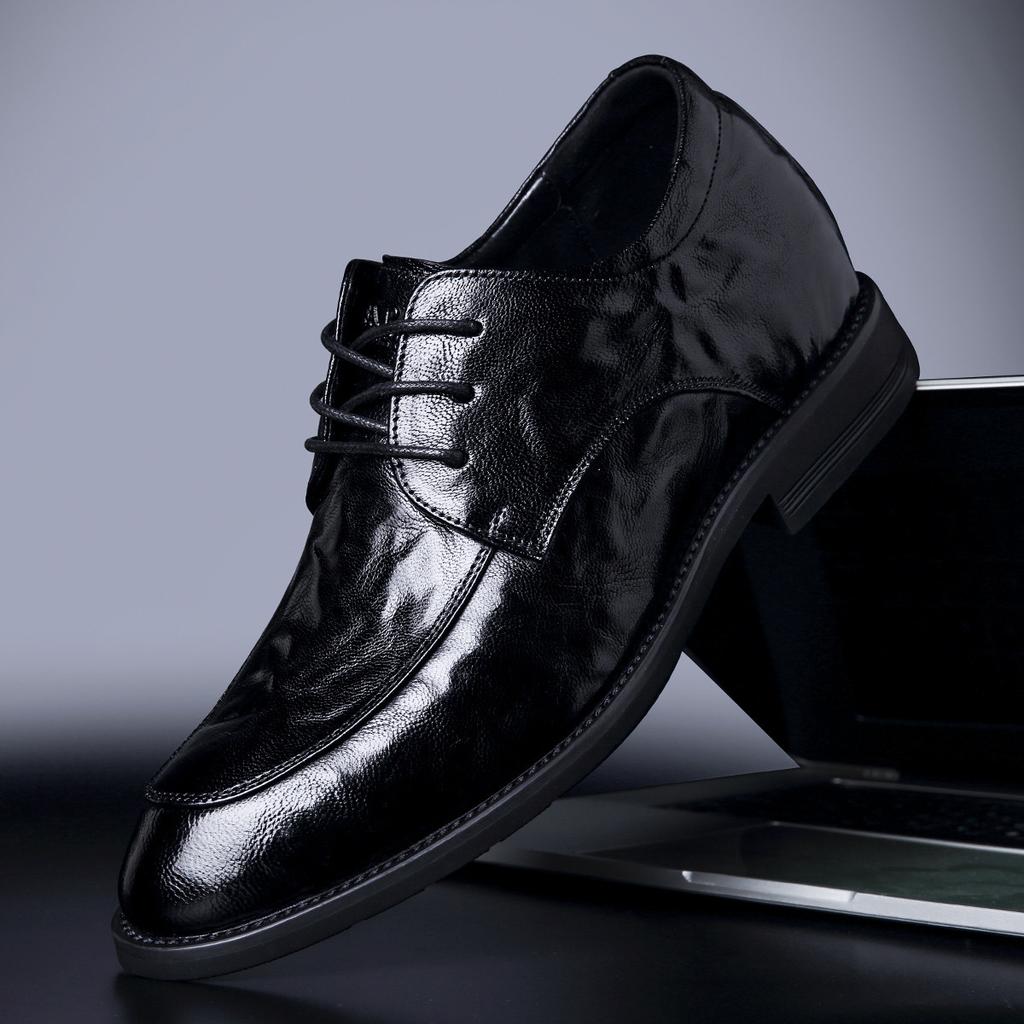 Neue Wenzhou Lederschuhe Herren Echtleder Britischer Stil Herrenschuhe Innenerhöhung Businesskleid Übergröße Hochzeit Derby Schuhe Herbst