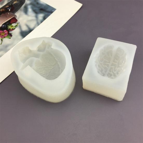 Silicone Brain & Heart Candle Mold Realistic Organ Shape Mold for Epoxy Resin Fondant Soap Easy-Release DIY Craft Mold