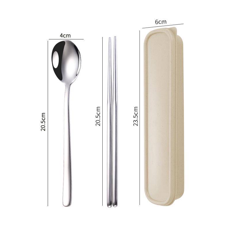 Three-Piece Japanese Stainless Steel Cutlery Set: Spoon, Fork, Chopsticks