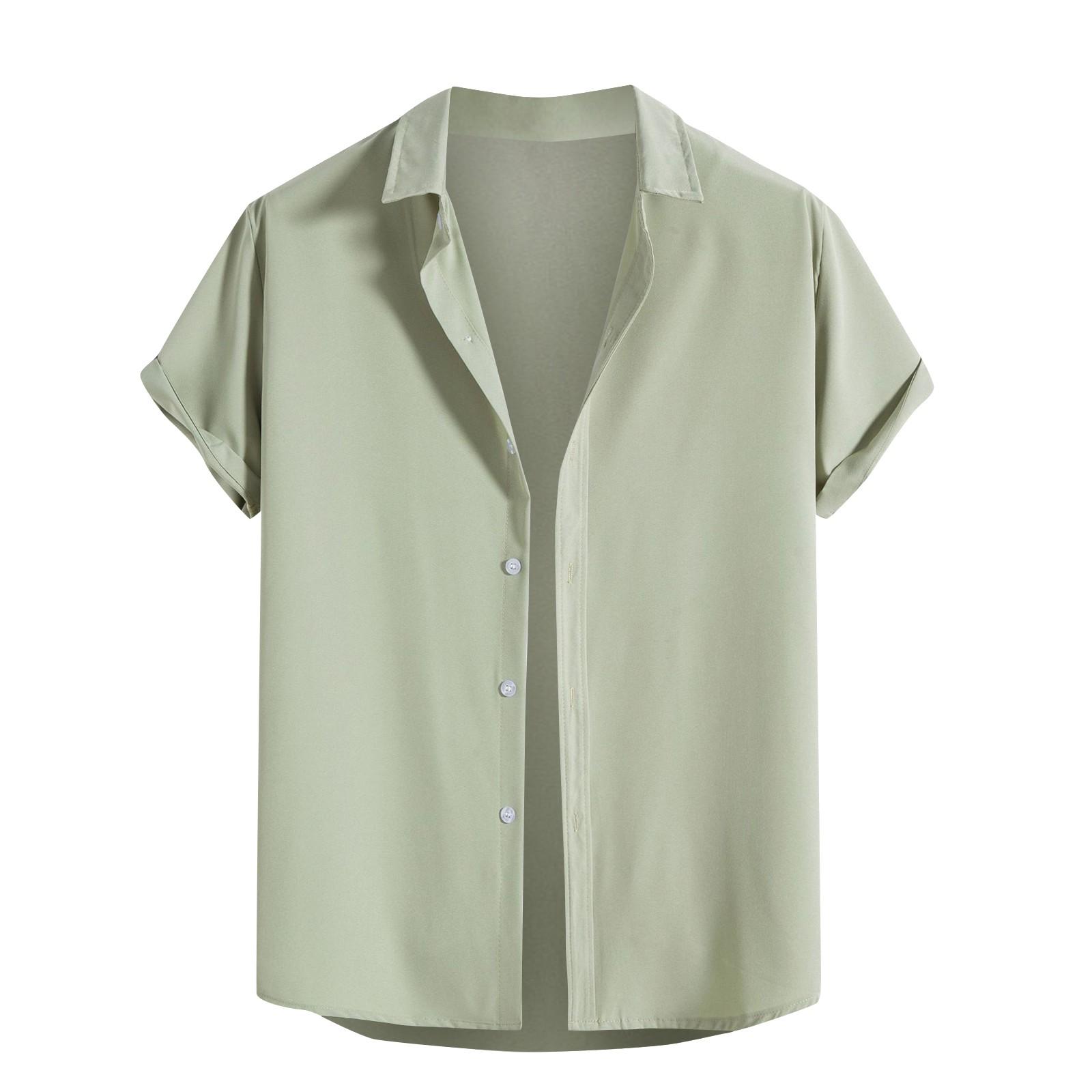 

Men s Spring Summer Casual Color Cotton Loose Lapel Short Sleeve Men s Shirt Men s Tops XXL