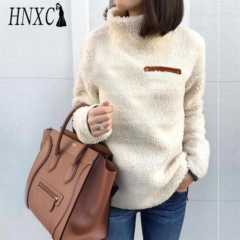 

HNXC женские модные повседневные однотонные принты осень-зима с длинным рукавом свободные свитера с высоким воротом XXXXXL бежевый
