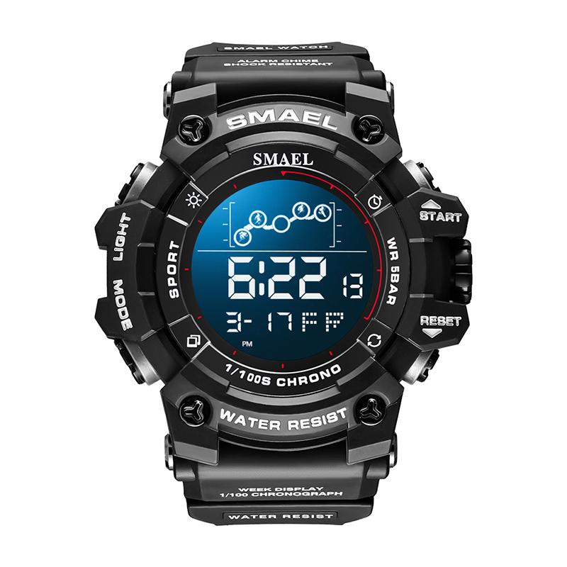 SMAEL 8082 Men s Sport Watch Digital Double Display Luminous 50 Bar Waterproof Alarm Stop Watch Plastic Case
