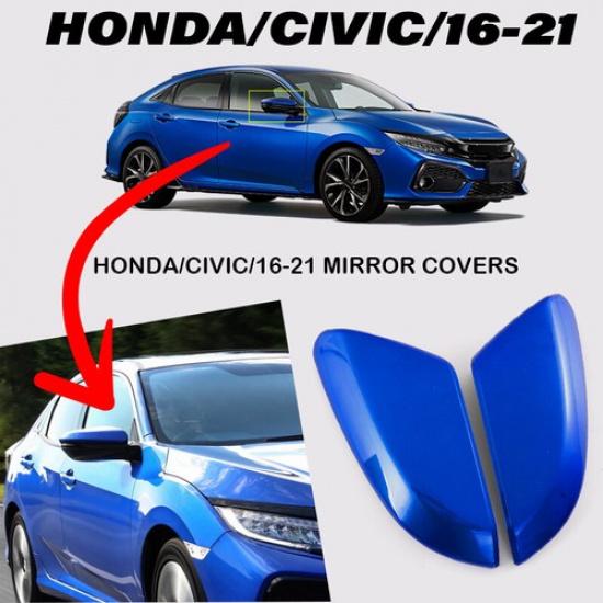 1Pair Side Mirror Cover Caps Door Rearview Cover For Honda Civic 2016- Blue