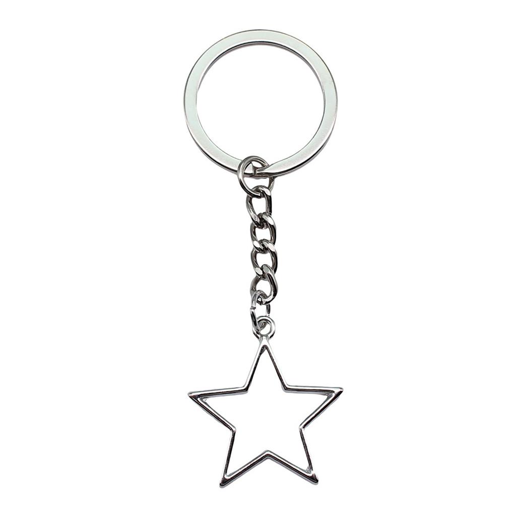 Dreifachmond Pentagramm Anhänger Schlüsselanhänger Stern Wicca Thema Schlüsselring 28mm