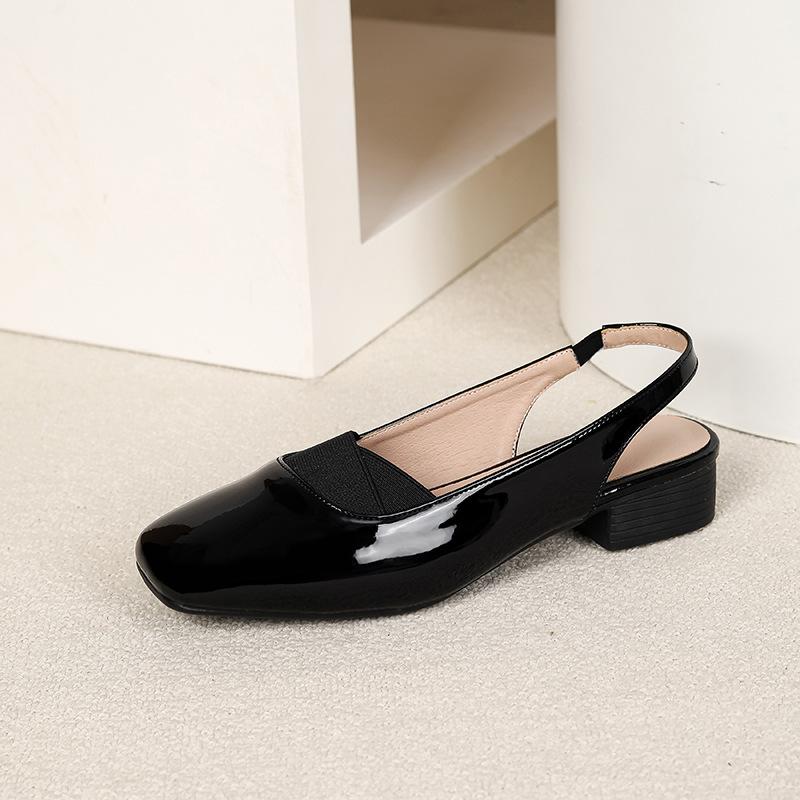 Slingback Heels for Women Square Closed Toe Chunky Heel Pumps Office Wedding Party Dress Shoes Women s Casual Slip on Low Block Heeled Summer Sandals 35 чёрный