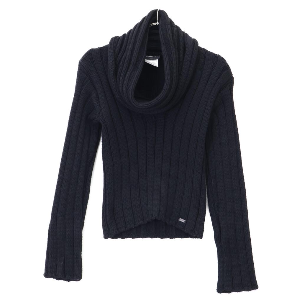 Chanel Black 99A P14413V00672 Mid-gauge Rib Knit Tops 38 blackUsed
