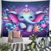 Cute Colorful Elephant with Floral Design Pattern Wall Hanging Tapestry Decorative Tapestry Home Decor for Bedroom and Living Room