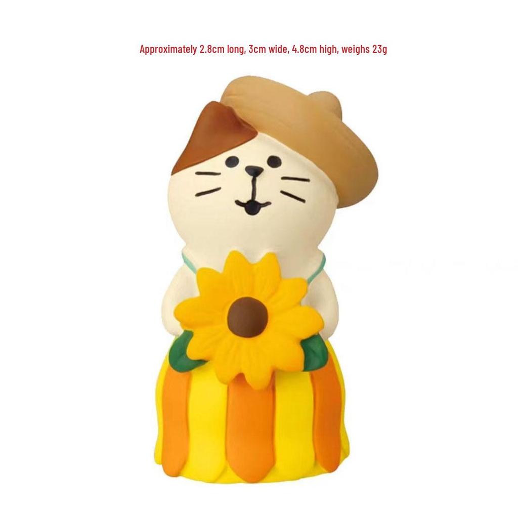 Trendy Japanese Watermelon Cat Figurine: Resin Ornament & Bonsai Decoration