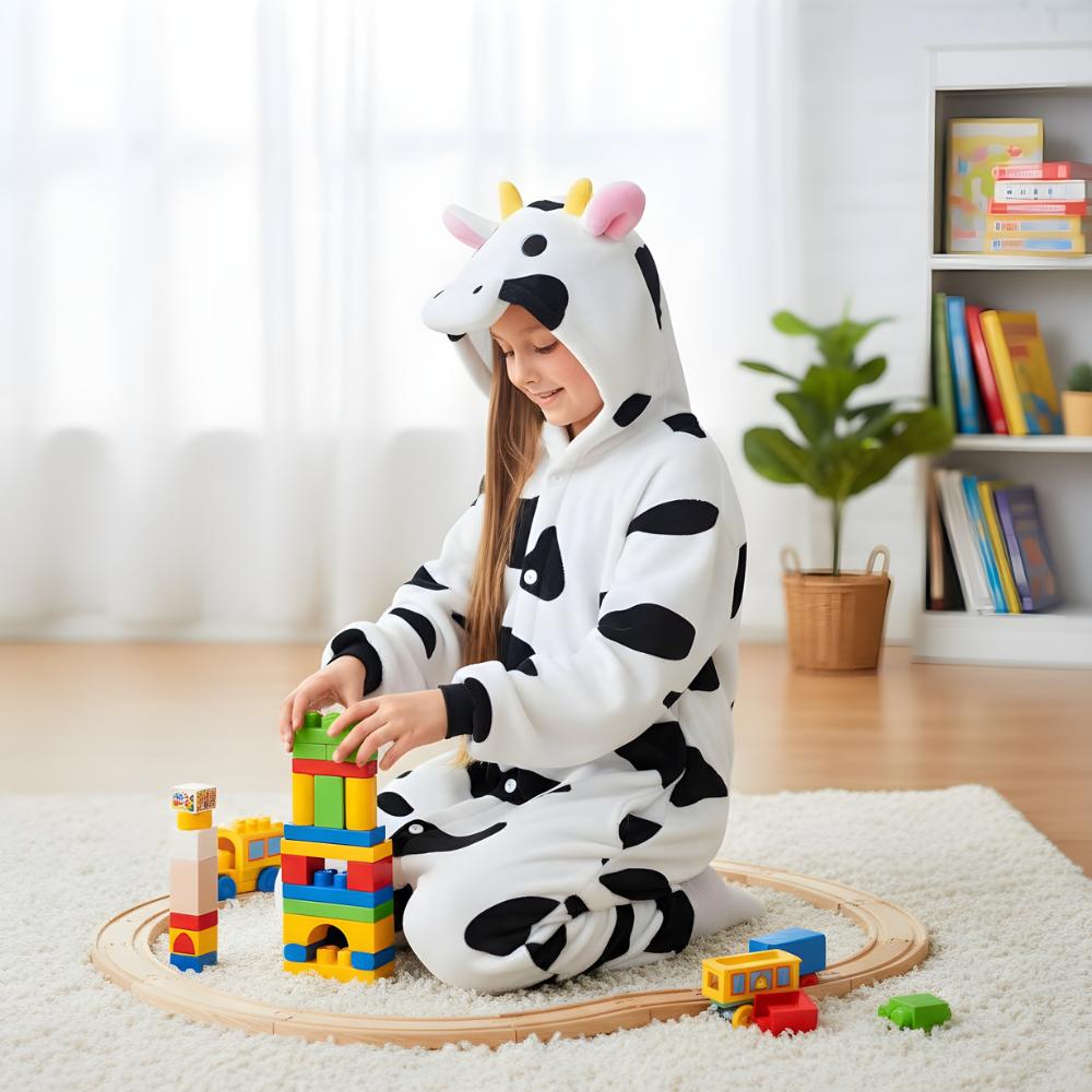 Pajama Onesie Kigurumi Costume Disguise Cow 115-125Cm