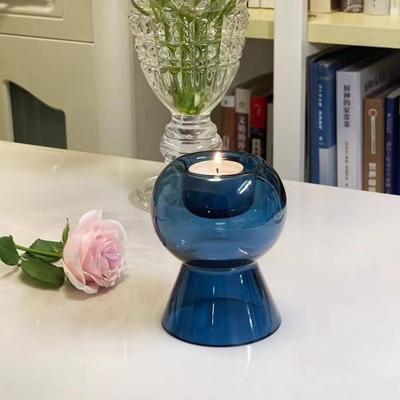 Creative Dual Purpose Glass Candle Holder Aromatherapy Candle Pedestal Candlelight Dinner Flower Vase Home Decoration Ornament