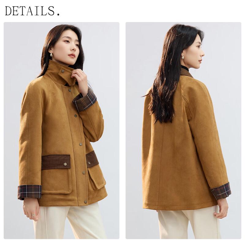 Handu Yishe Damen Jacke aus Wildlederimitat mit Wattierung
