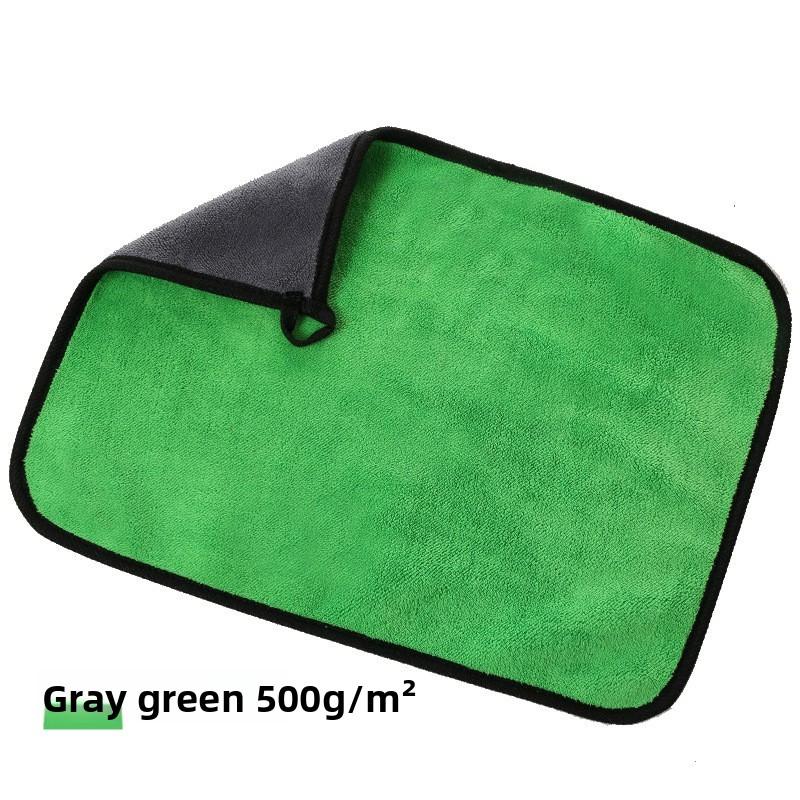 

Двухцветное сочетание Водопоглощающее Композитное Двухслойное Утолщенное Полотенце 30*30cm（500g/m²） зелёный/серый