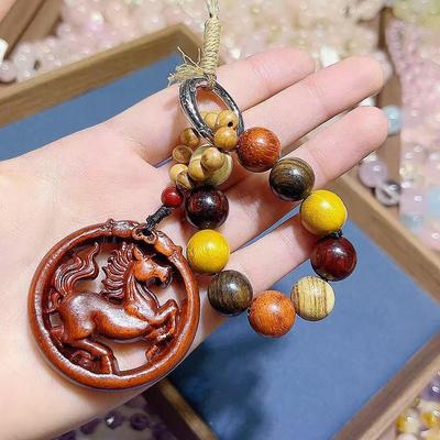 Sandalwood Zodiac Horse Charm: Ornament, Keyring, Lanyard