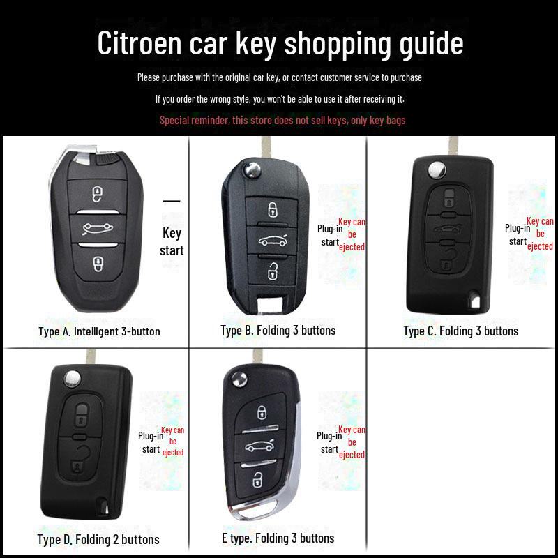 Citroen Autoschlüssel-Hülle, Schutzhülle für Elysee C4L, C4, Sega, C3-XR, C5, C6.