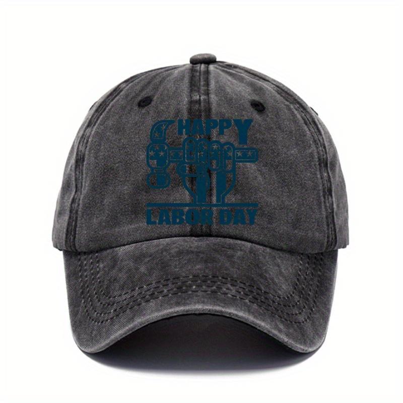 Happy Labor Day Fist Hammer Graphic Baseball Cap Distressed Casual Adjustable Hat Unisex Hat Unisex