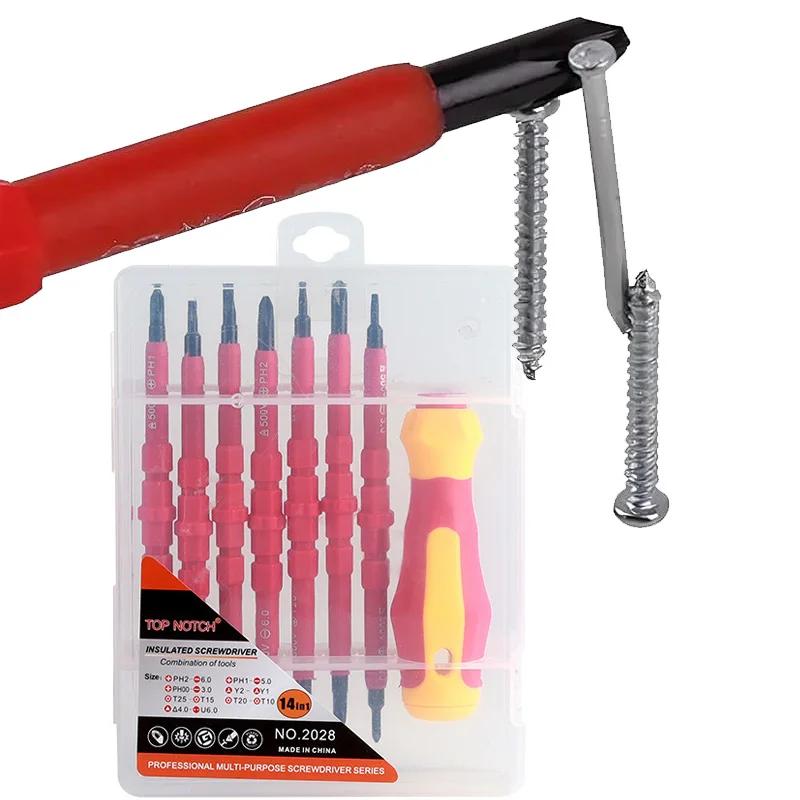 14in1 & 3in1 Insulated Screwdriver Combo Magnetic Tips Electrical Tools Set for Electrician Home Professional Repair