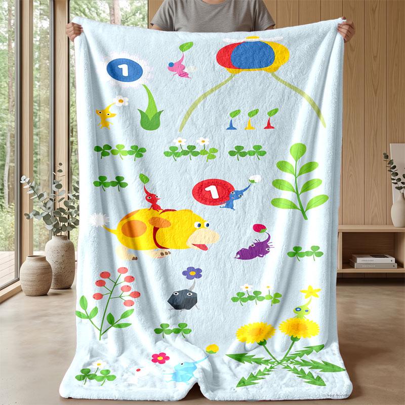 Soft Flannel Blanket Lightweight Cozy Bedroom Living Room CoverPikmin