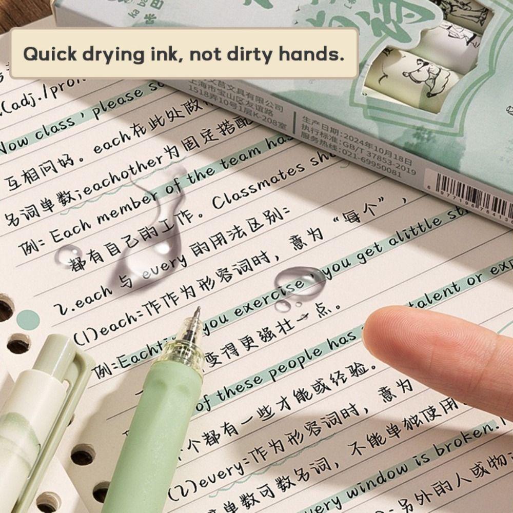 Chinese Style 0.5mm Black Ink Gel Pen Press Quick Drying Ballpoint Pen Correct Holding Pen Posture Writing Tool Students
