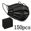 100pcs Black Disposable Face Masks 3-Layer Breathable Anti-Dust Protective Masks for Daily Travel Work Use Facial Care Accessory