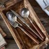 Retro Walnut Handle Stainless Steel Cutlery Set 304 Thickened Dinnerware Steak Dessert Salad Home Use