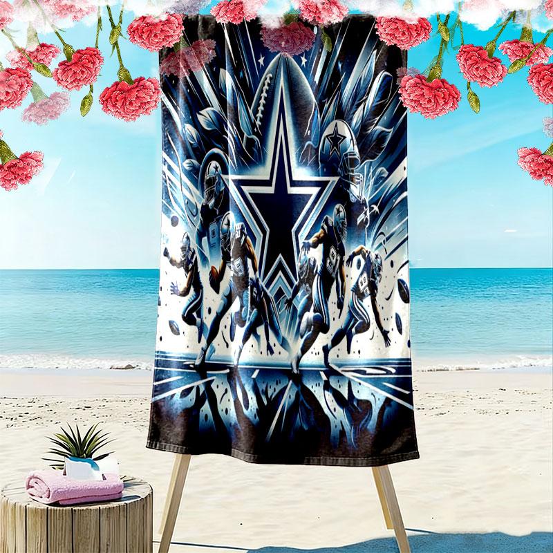 Asciugamano da Spiaggia con Stampa Dallas Cowboys, Asciugamano Grande Morbido ad Asciugatura Rapida per Spiaggia Campeggio Nuoto