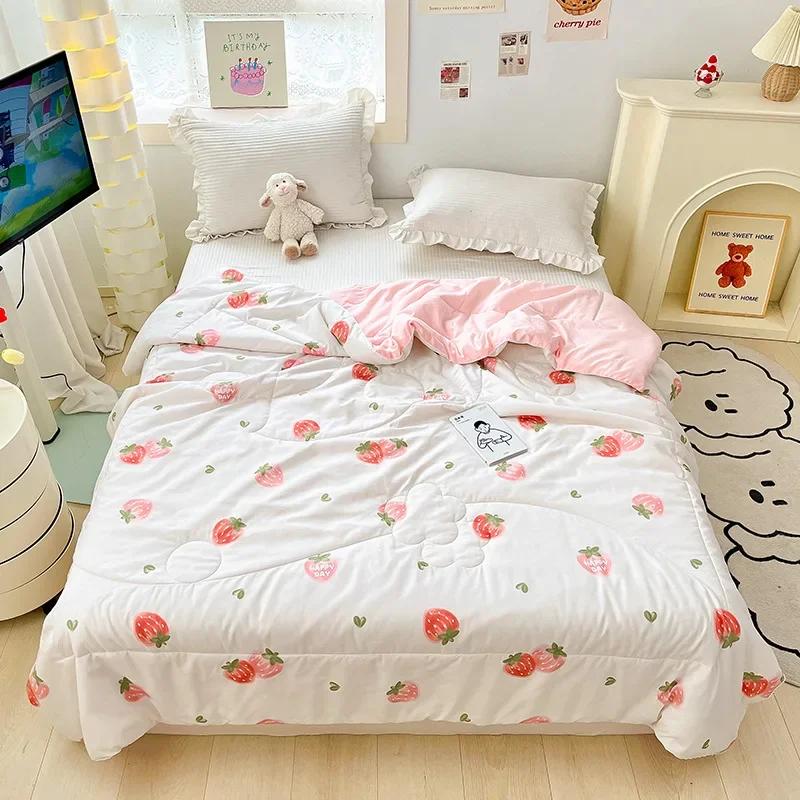 Cute Dinosaur Quilts Summer Spring Breathable Polyester Cotton Twin Full Size Bed Blanket Soft Thin Boys Girls Home Textile