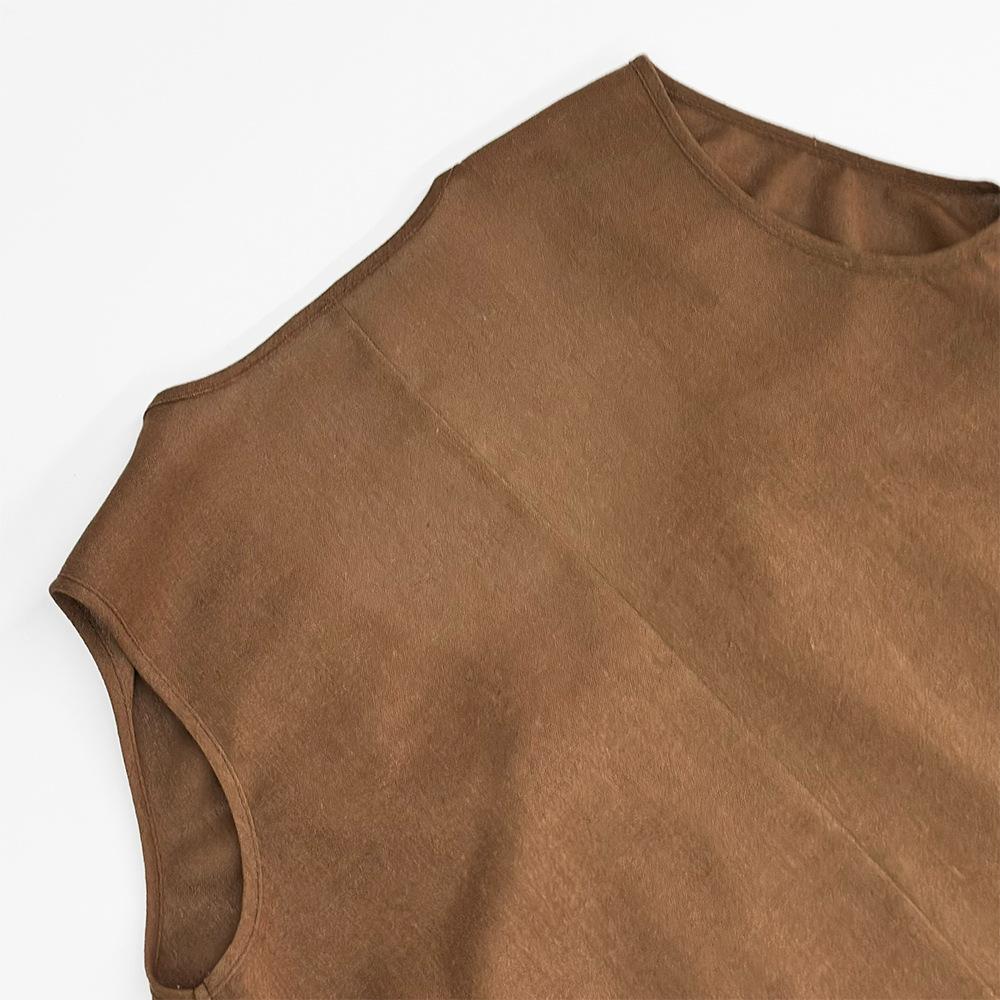 Women's Summer Nordic Minimalist Maxi Dress, Loose Sleeveless V Neck Ruched Tank Long Dress for Casual Vacation Daily Wear