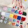12Grids Colorful Candy Bubble Beads Nail Decoration 3-4.5mm Mix Dopamine Round Nail Rhinestones Resin Flatback Manicure Charms