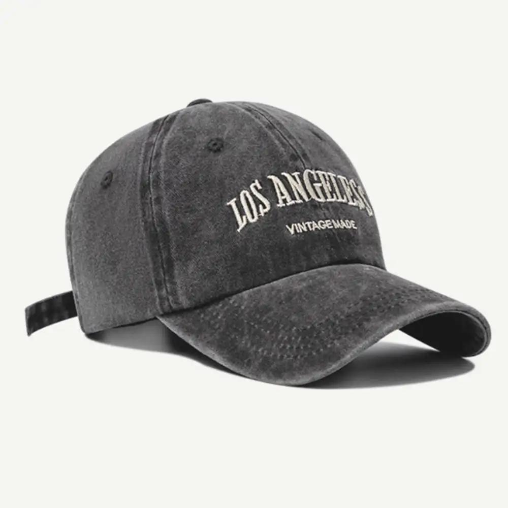 Vintage Grey Baseball Cap For Women Summer American Style Washed Big Head Circumference Hat Versatile Face Slimming Duckbill Cap