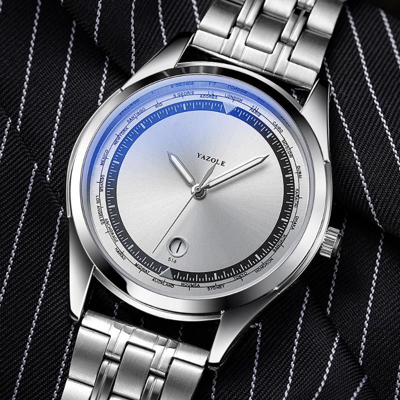 Top Brand New Men's Watch Stainless Steel Band Quartz Watch Men's Watch Luminous Business Men's Watch