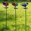 Metal Garden Stake Butterfly and Dragonfly Decorative Plant Pot Ornament Outdoor Yard Lawn Art Sculpture with Ground Insert
