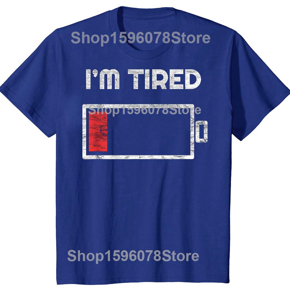 Im Tired Low Battery T Shirt Empty Phone Summer Men Clothing Fashion T Shirts Cotton Short Sleeve Oversized Loose Tshirt Tops