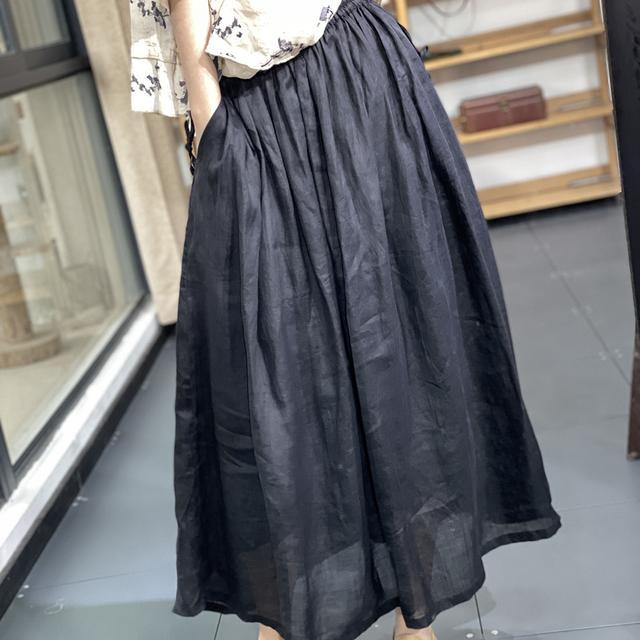 Japanese Literary A-line Skirt High Waist Large Cotton Linen Skirt for Women In Summer