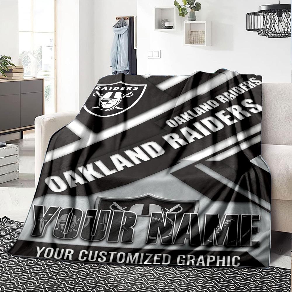 Name Custom Las Vegas Raiders Print Flannel Blanket High Quality Warm Comfortable Cover for All Seasons Perfect for Gifts Home Decor