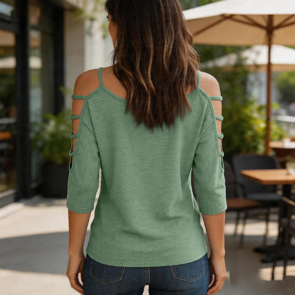 Womens Spring Tops Cold Shoulder Summer Shirts for Women Casual Loose Fit Womens Summer T Shirts Soft Fabric Dressy Tops for Women